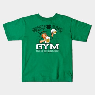 Funny Saint Patrick's Day Beer Drinking Workout Leprechaun For Beer Lovers Kids T-Shirt